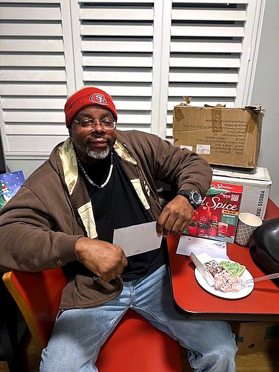 A resident at home during the holidays