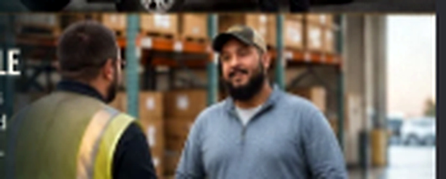 Jose talking with a coworker on the job